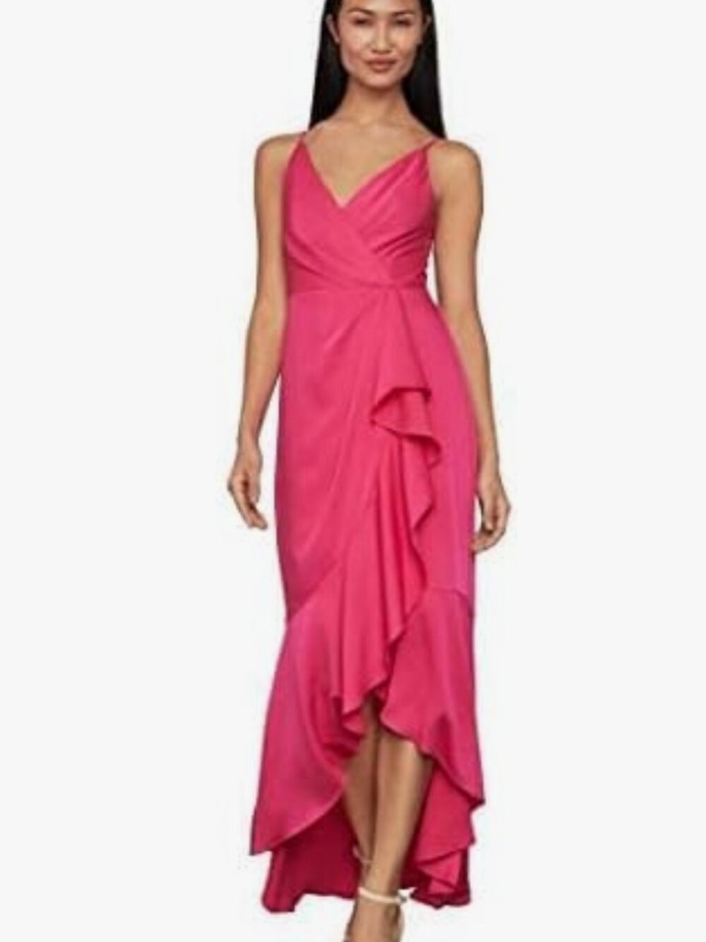 BCBGMaxAzria Wrap Ruched Ruffle Dress - Fuchsia - Picture 7 of 7